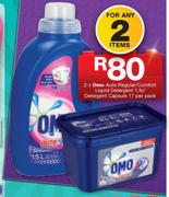 Omo Auto Regular x2/ Comfort Liquid Detergent 1.5Ltr/ Detergent Capsule 17 Per Pack- For Any 2