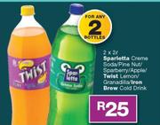 Sparletta Creme Soda/Pine Nut/Sparberry/Apple/Twist Lemon/Granadilla/Iron Brew Cold Drink-2x2Ltr