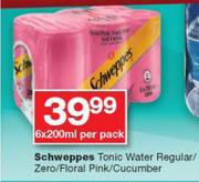 Schweppes Tonic Water Regular/Zero/Floral Pink/Cucumber-6 x 200ml Per Pack