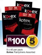 Kotex Pantyliners Assorted-5 x 40 Per Pack