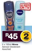 Nivea Aerosol Deodorant Assorted-2 x 150ml