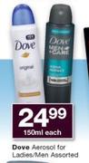 Dove Aerosol For Ladies/Men Assorted-150ml Each