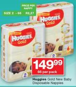 Huggies Gold New Baby Disposable Nappies-66 Per Pack