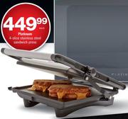 Platinum 4 slice Stainless Steel Sandwich Press-Each