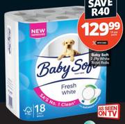 Baby Soft 2-Ply White Toilet Rolls-18 Per Pack