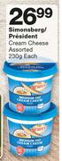 Simonsberg/President Cream Cheese Assorted-230g Each