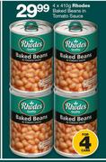 Rhodes Baked Beans In Tomato Sauce-4 x 410g