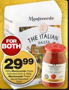 Monteverde Pasta Assorted-500g Each & Monteverde Pasta Sauce Assorted-400g Each-Both For
