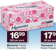 Moments Facial Tissues Assorted-200 Per Pack