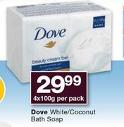 Dove White/Coconut Bath Soap-4 x 100g Per Pack