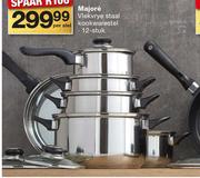 Majore vlekvrye staal kookwarestel 12 Stuk-Per Stel