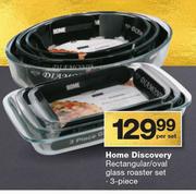 Home Discovery Rectangular/Oval Glass Roaster Set 3 Piece-Per Set