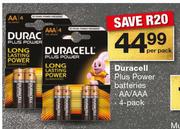 Duracell Plus Power Batteries AA/AAA 4 Pack-Per Pack