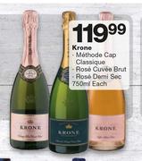 Krone Methode Cap Classique/Rose Cuvee Brust/Rose Demi Sec-750ml Each