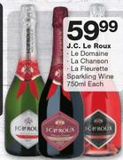 J.C.Le Roux Le Domaiine/La Chanson/La Fleurette Sparkling Wine-750ml Each