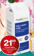 Crystal Valley Ultra Pasteurised Milk-2Ltr Each