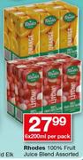 Rhodes 100% Fruit Juice Blend-6x200ml Per Pack