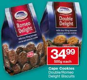 Cape Cookies Double/Romeo Delight Biscuits-500g Each