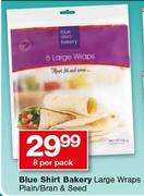 Blue Shirt Bakery Large Wraps Plain/Bran & Seed-8 Per Pack