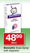 Bennetts Nose Spray With Aspirator-30ml