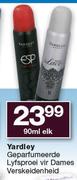 Yardley geparfumeerde lyfsproei vir dames verskeeidenheid-90ml Elk