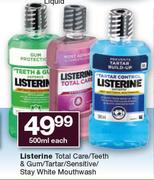 Listerine Total Care/Teeth & Gum/Tarter/Sensitive/Stay White Mouthwash-500ml Each