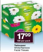 Twinsaver White/Rainbow Facial Tissues-180 Per Pack