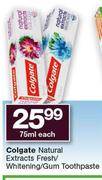 Colgate Natural Extracts Fresh/Whitening/Gum Toothpaste-75ml Each
