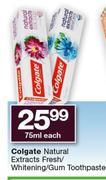 Colgate Natural Extracts Fresh/Whitening/Gum Toothpaste-75ml Each