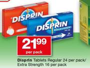 Disprin Tablets Regular 24 Per Pack/Extra Strength 16 Per Pack-Per Pak