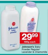 Johnson's Baby Powder Regular/Lavender & Chamomile-400g Each
