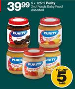 Purity 2nd Foods Baby Food Assorted-5 x 125ml