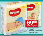 Huggies Natural Care/Pure Baby Wipes-4x 56 Per Pack