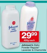 Johnson's Baby Powder Regular/Lavender & Chamomile-400g Each