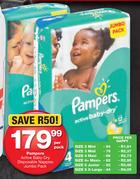 Pampers Active Baby Dry Disposable Nappies Size 6 X Large 44's Pack-Per Nappy