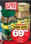 Jacobs Instant Coffee Jar 200g/Refill 250g-Each