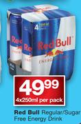 Red Bull Regular/ Sugar Free Energy Drink-4x250ml Per Pack