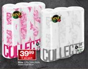 Dinu 2 Ply Toilet Rolls White/Pink/Blue-9 Per Pack