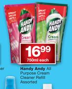 Handy Andy All Purpose Cream Cleaner Refill-750ml Each