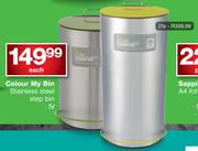 Colour My Bin 5Ltr Stainless Steel Step Bin-Each