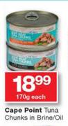 Cape Point Tuna Chunks In Brine/Oil-170g Each