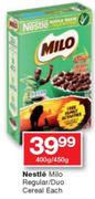 Nestle Milo Regular/Duo Cereal-400g/450g Each