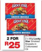 Lucky Star Smoked Mussels In Cotton Seed Oil-2 x 85g