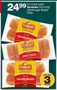 Sunbake Hot Dog/Hamburger Bread Rolls-3x6 Per Pack