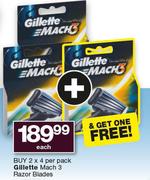 Gillette Mach 3 Razor Blades-2 x 4 Per Pack & Get One Free