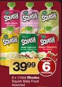 Rhodes Squish Baby Food Assorted-6 x 110ml