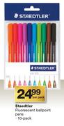Staedtlerr Fluorescent Ballpoint Pens 10 Pack-Per Pack