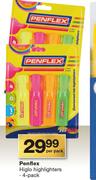 Penflex Higlo highlighters 4 Pack-Per Pack