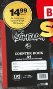 A4 Hardcover Counter Book 192 Pages-Each