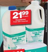 Housebrand Fresh Milk Assorted-2Ltr Each
